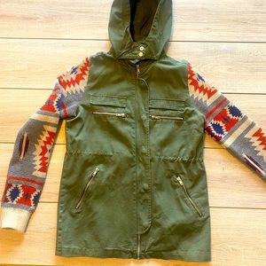 Utility Jackets with Tribal Sweater Detail- Small